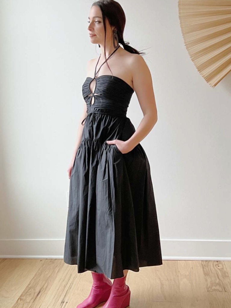 Ulla Johnson Ella Halterneck Midi Dress Black Size 8 Like New